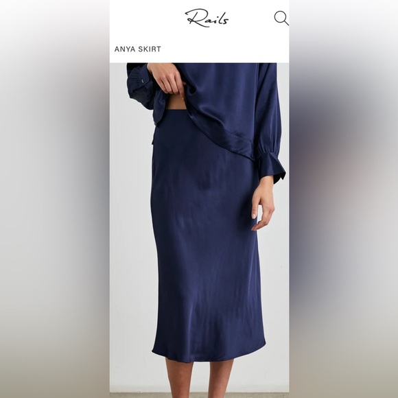 Rails high-waisted pullover midi-length skirt elastic waistband navy blue XXS - Picture 1 of 10